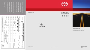 2013 Toyota Camry Warranty and Maintenance Guide